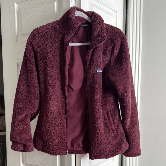 Patagonia Jackets & Blazers - Patagonia Burgundy Teddy Jacket Plush Fleece High Collar